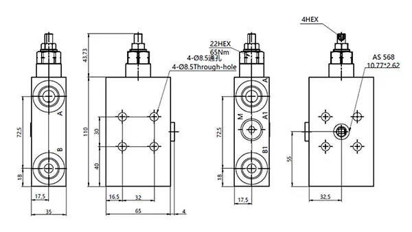 MCBS-10 Single Counterbalance Valve with Flange