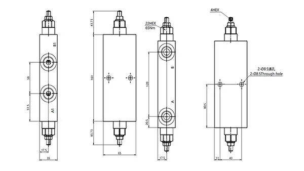 MCBS-10 Dual Counterbalance Valve with Flange